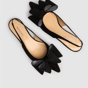 Mach & Mach 15mm Le Cadeau Suede Slingback Flats Black various size available